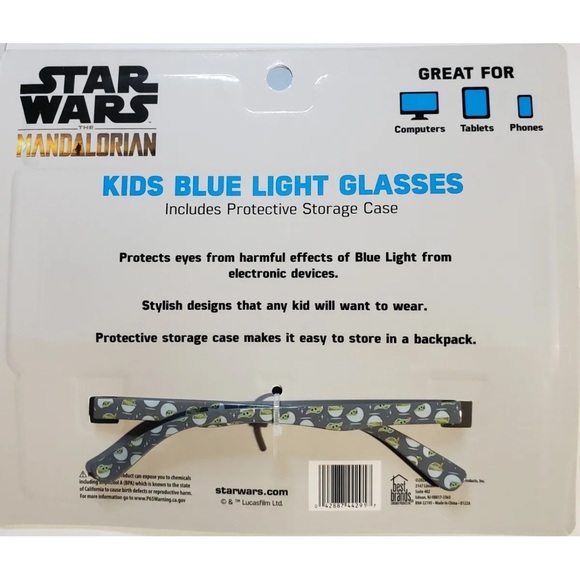 4/$20 Disney Star Wars the mandalorian Kids BLUE LIGHT GLASSES with storage case - Picture 3 of 3